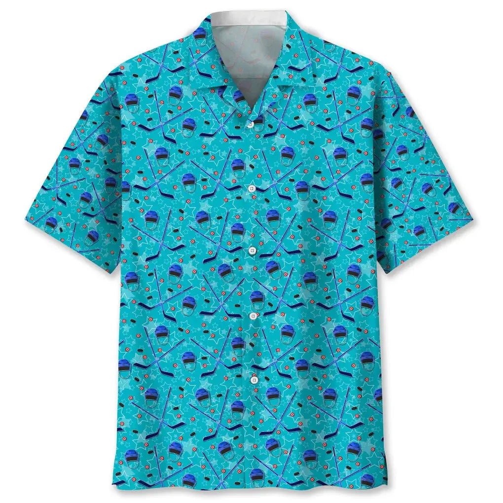 Hawaiian Shirt / Adults / S Hockey Blue Beach Hawaiian Shirt