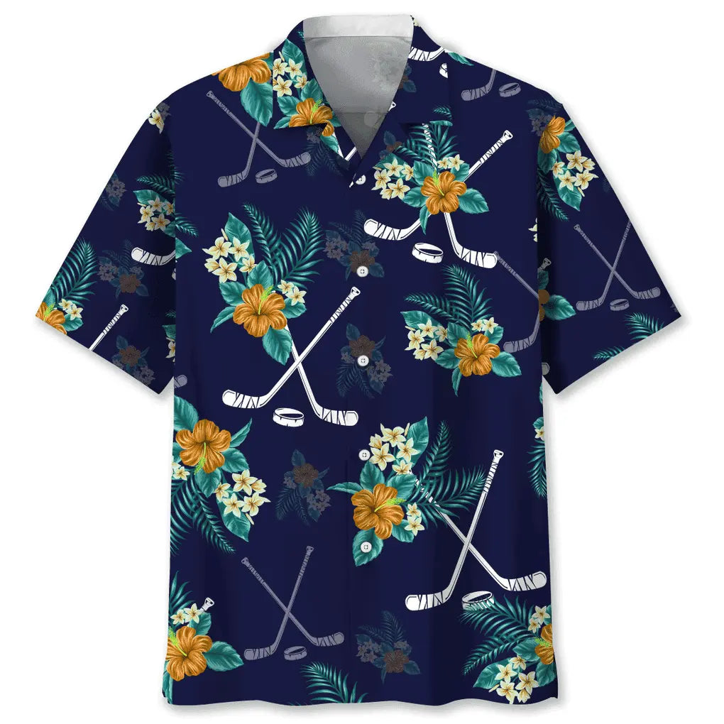 Hawaiian Shirt / Adults / S Hockey Hawaiian Tropical Hawaiian Shirt