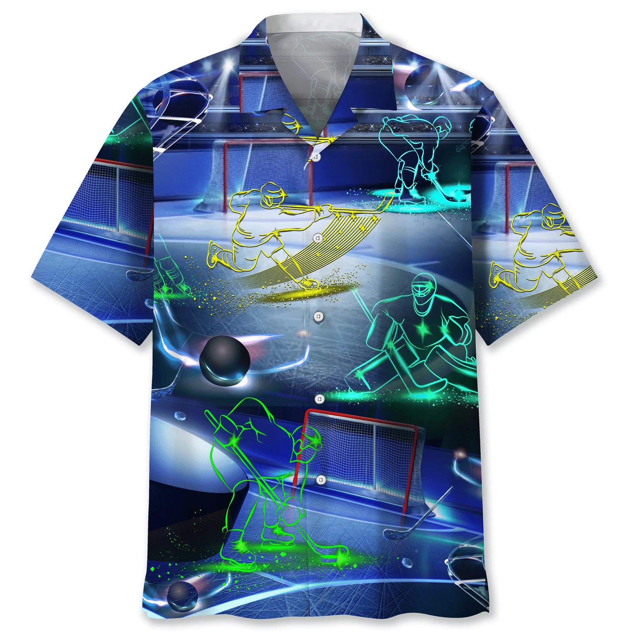 Hawaiian Shirt / Adults / S Hockey Neon Hawaiian Shirt