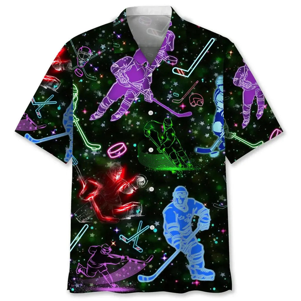 Hawaiian Shirt / Adults / S Hockey Neon Light Hawaiian Shirt