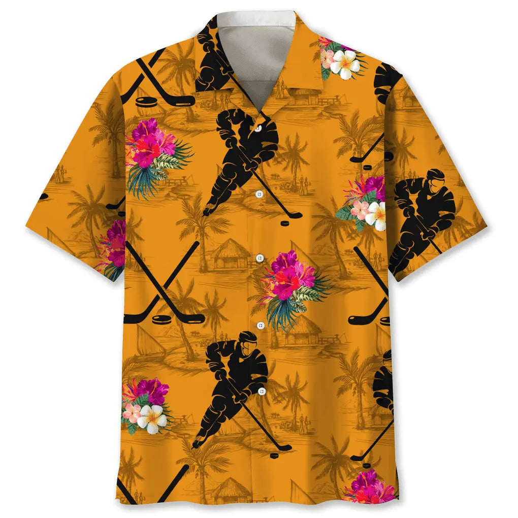 Hawaiian Shirt / Adults / S Hockey Orange Tropical Hawaiian Shirt