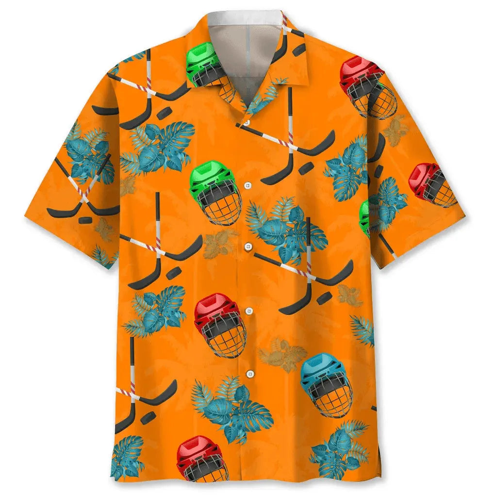 Hawaiian Shirt / Adults / S Hockey Tropical Orange Hawaiian Shirt