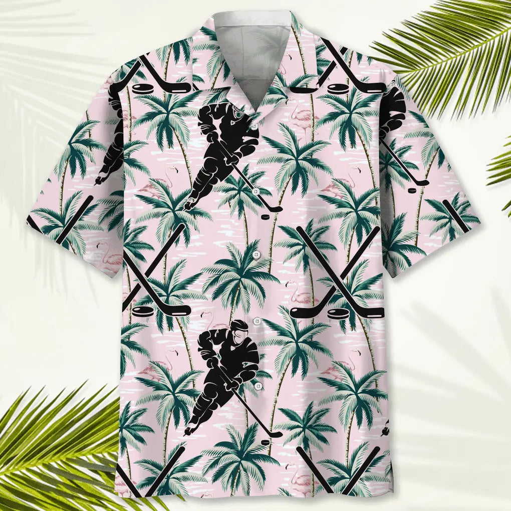 Hockey Tropical Pink Hawaiian Shirt