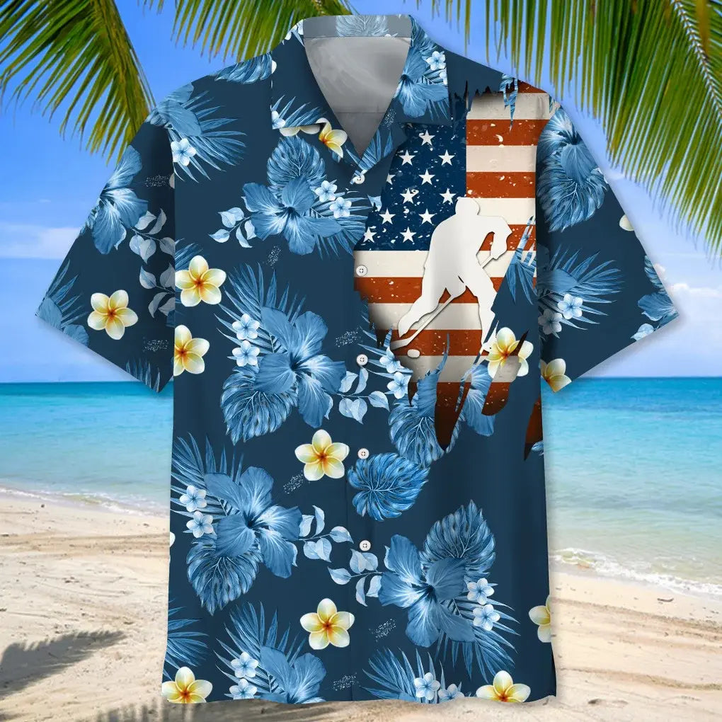 Hockey Usa Tropical Hawaiian Shirt