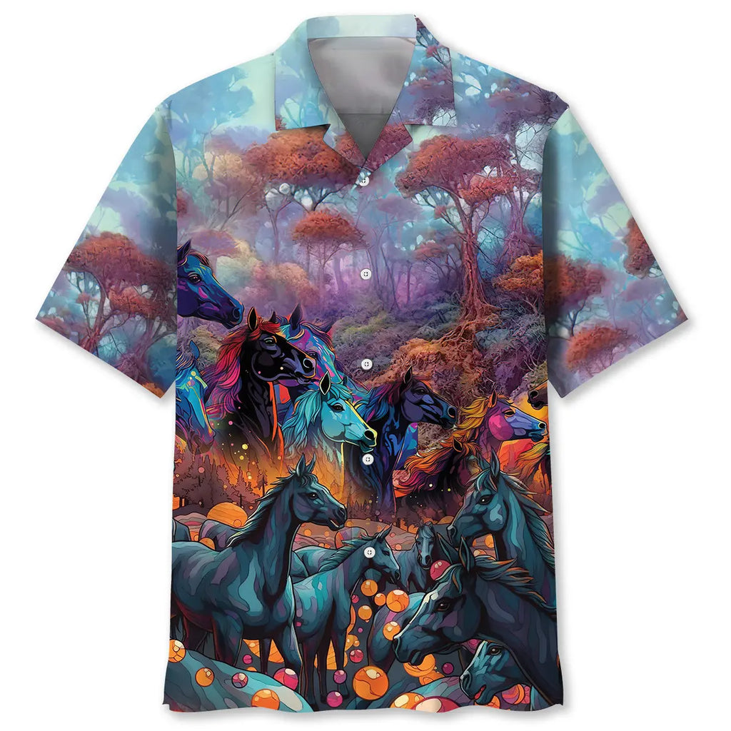 Hawaiian Shirt / Adults / S Horse Colorful Hawaiian Shirt