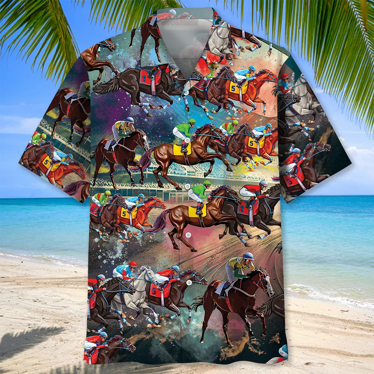 Horse Racing Color Hawaiian Shirt