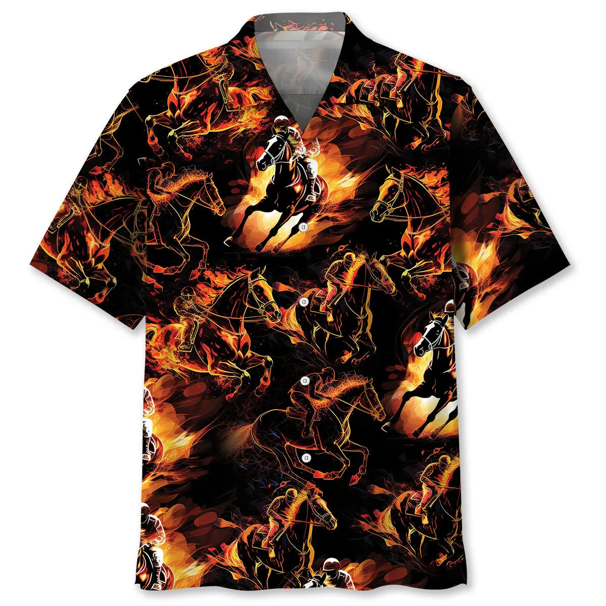 Hawaiian Shirt / Adults / S Horse Racing Fire Hawaiian Shirt