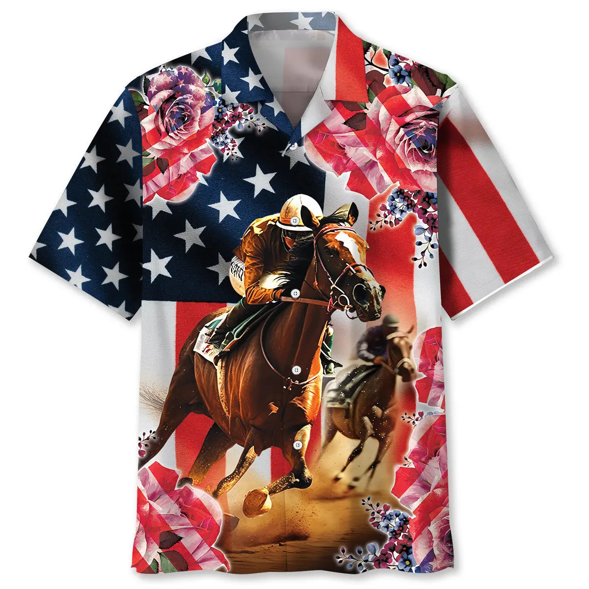Hawaiian Shirt / Adults / S Horse Racing Rose Hawaiian Shirt