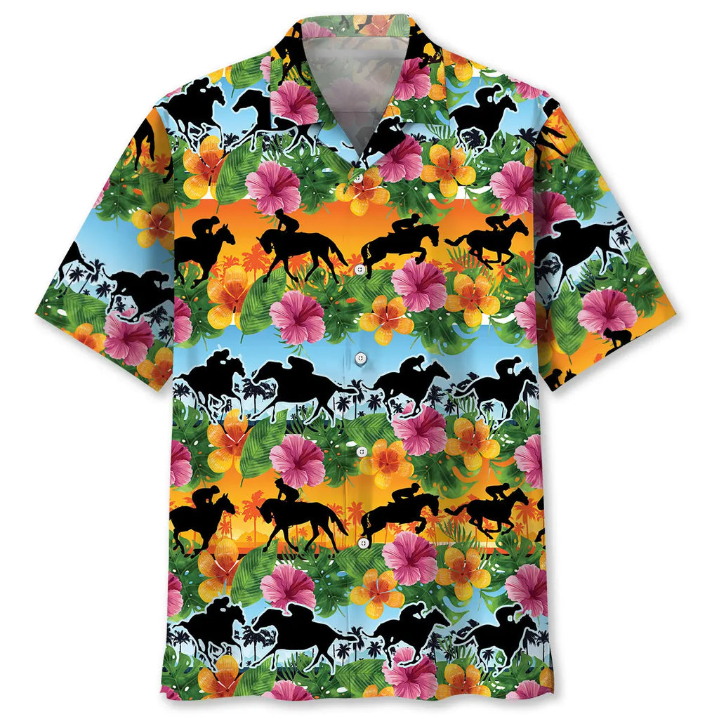 Hawaiian Shirt / Adults / S Horse Racing Tropical Color Hawaiian Shirt