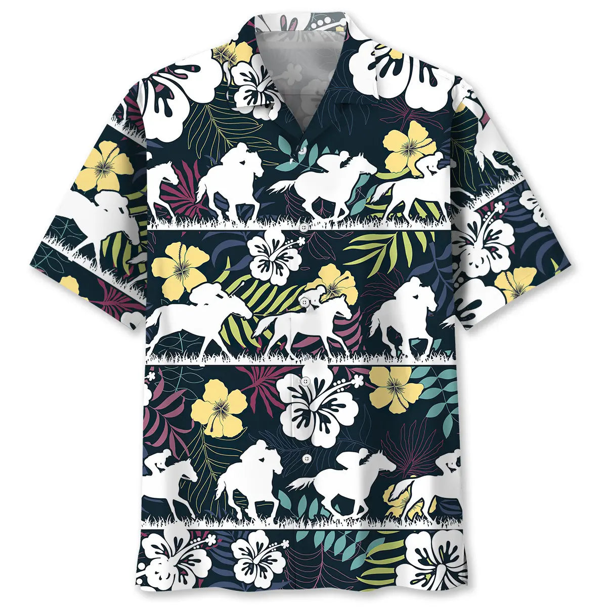 Hawaiian Shirt / Adults / S Horse Racing Tropical Hawaiian Shirt