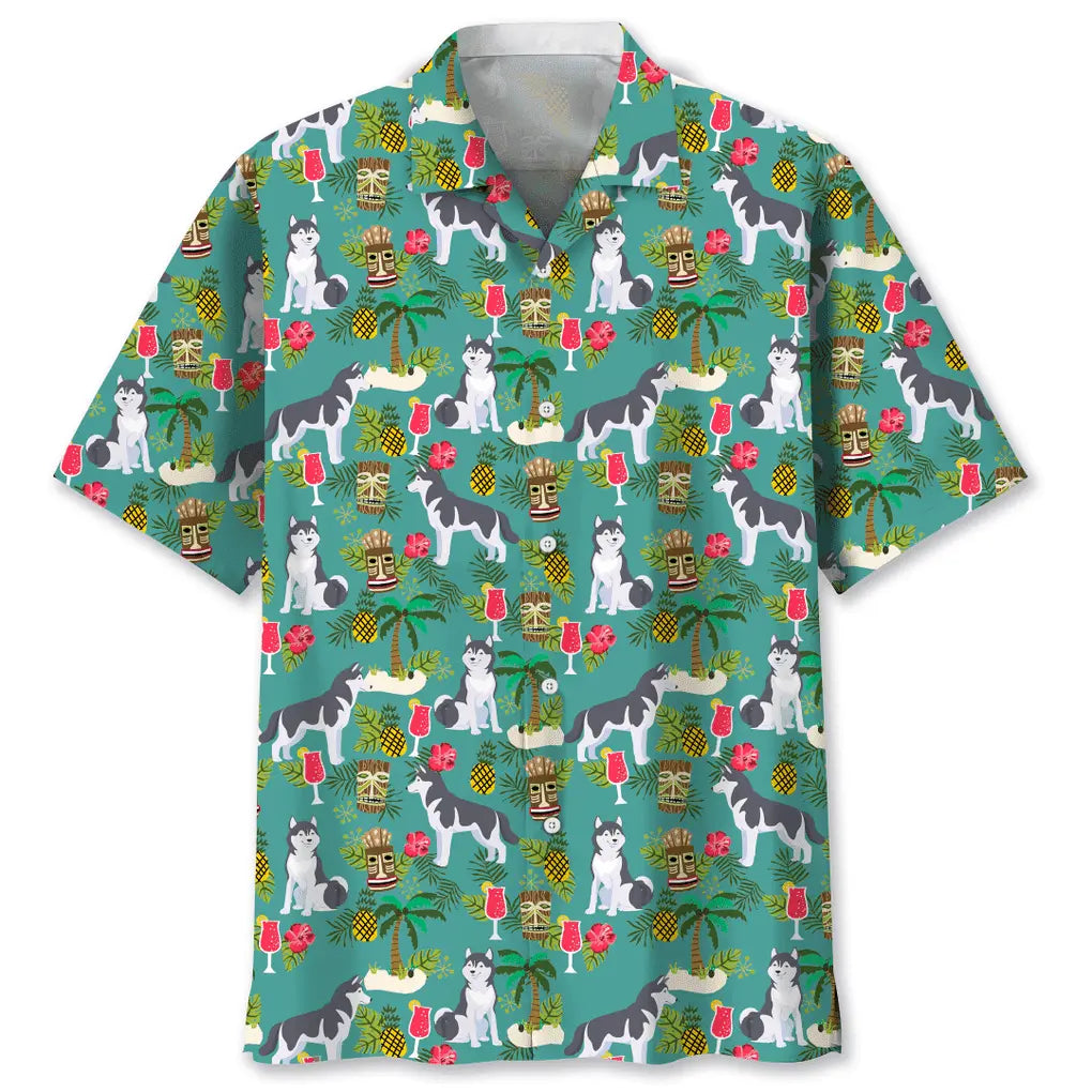 Hawaiian Shirt / Adults / S Husky Hawaiian Beach Hawaiian Shirt