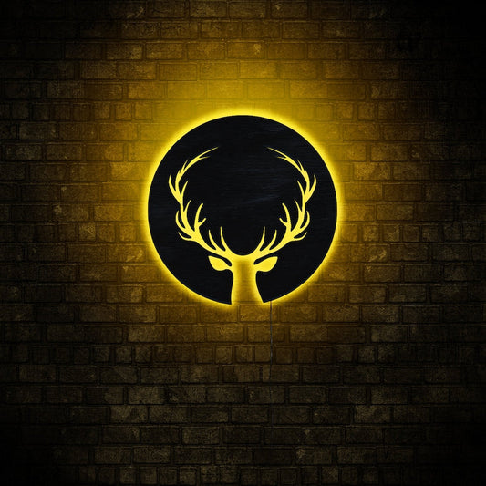 12*12 Inch (30*30cm) Deer Neon - Led Light Metal - Owls Matrix LTD