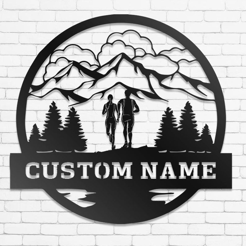 Couple Trail Running Personalized - Led Light Metal - Owls Matrix LTD