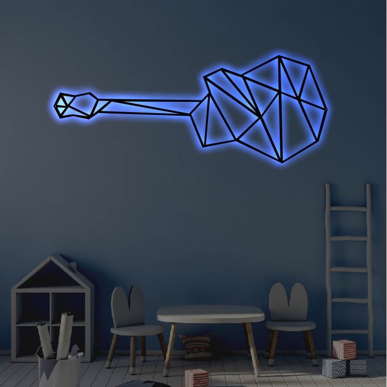 Guitar Geometric Guitar Style - Led Light Metal - Owls Matrix LTD