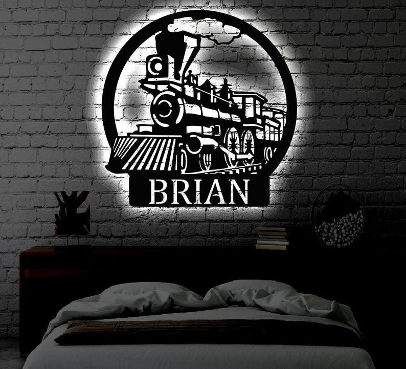 12"x12" Train Cool Style Personalized - Led Light Metal - Owls Matrix LTD