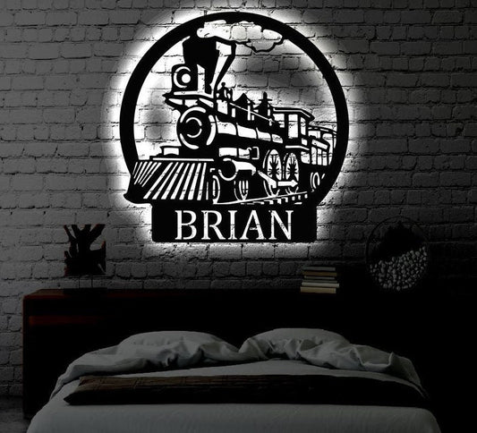 12"x12" Train Cool Style Personalized - Led Light Metal - Owls Matrix LTD