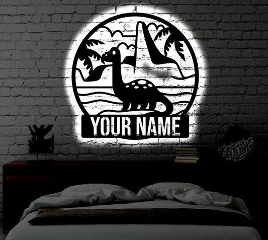 12"x12" Dinosaur You Are One Personalized - Led Light Metal - Owls Matrix LTD