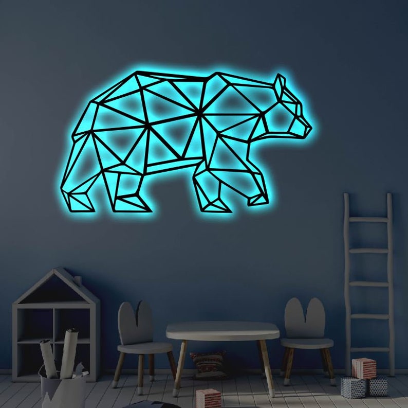 Bear Geometric Bea Style - Led Light Metal - Owls Matrix LTD