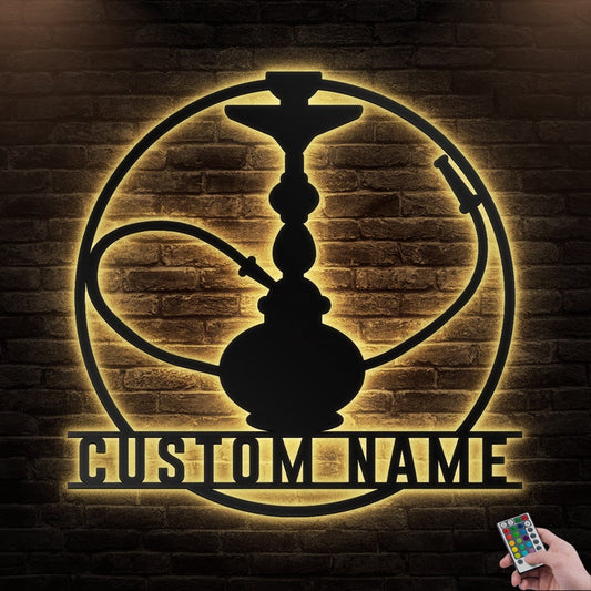 12"x12" Shisha Hookah Smoke Shop Personalized - Led Light Metal - Owls Matrix LTD