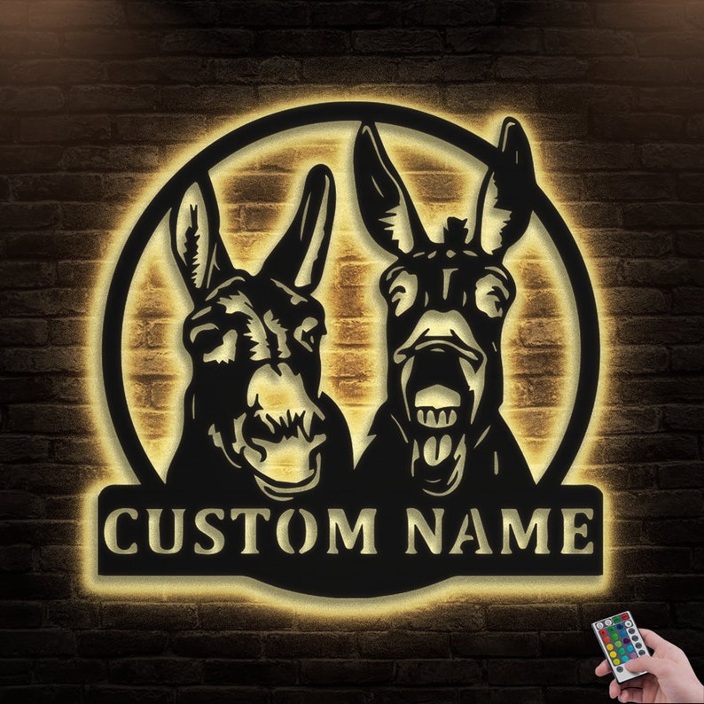 12"x12" Donkey Lover Style Personalized - Led Light Metal - Owls Matrix LTD