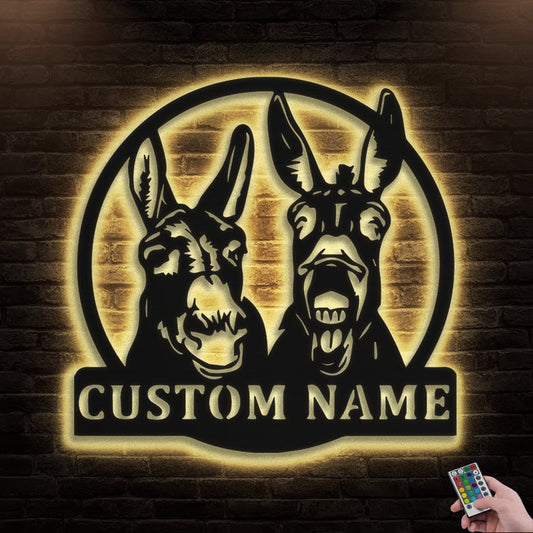 12"x12" Donkey Lover Style Personalized - Led Light Metal - Owls Matrix LTD