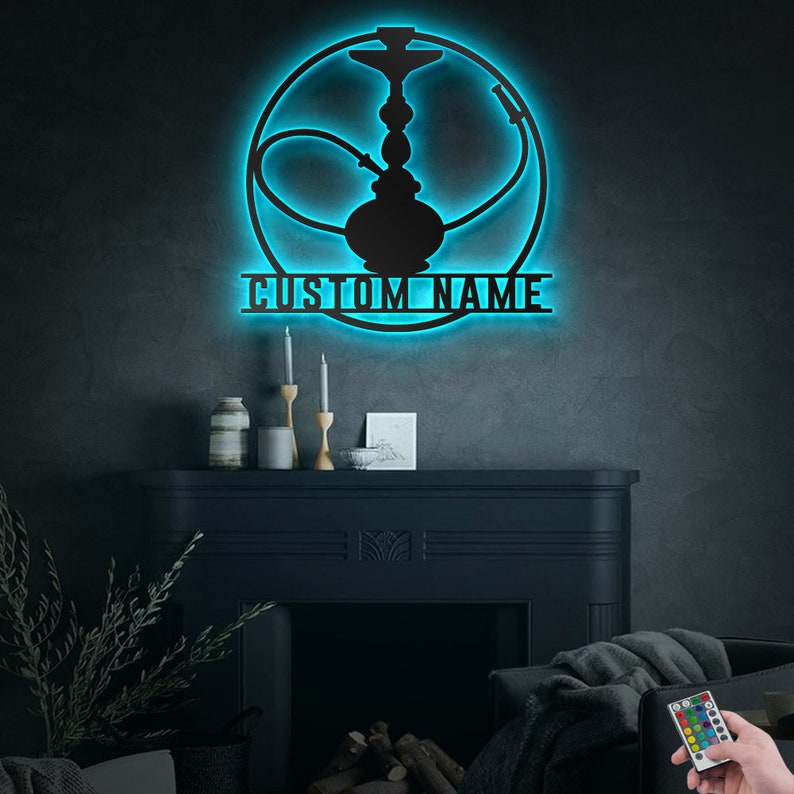 Shisha Hookah Smoke Shop Personalized - Led Light Metal - Owls Matrix LTD