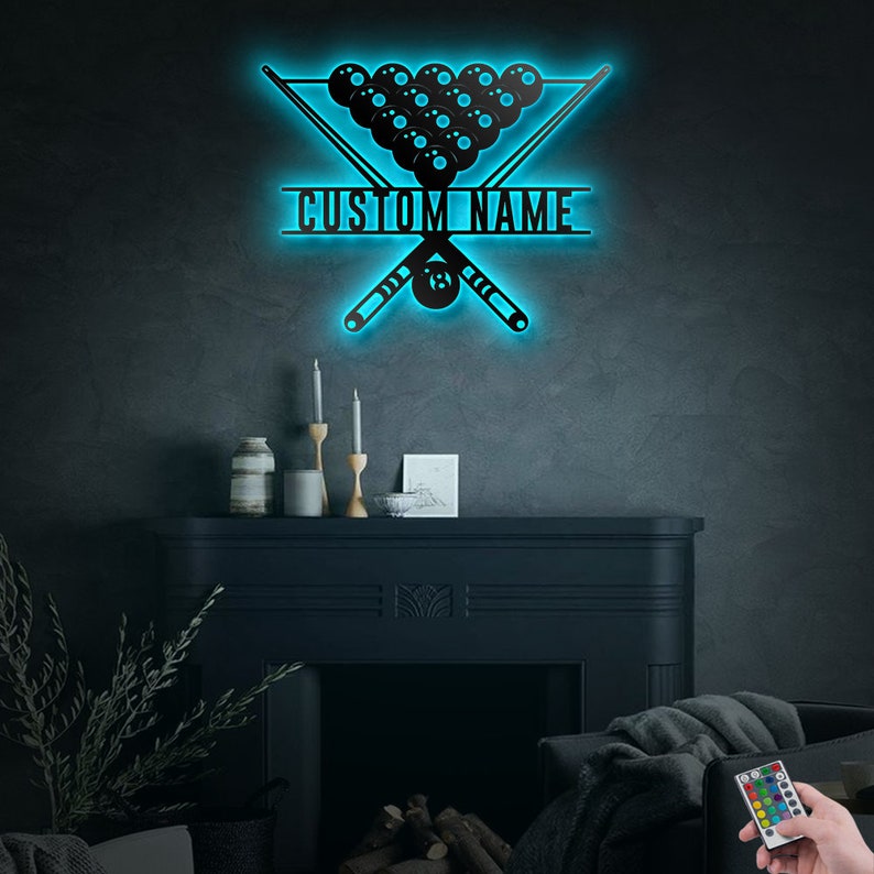 Billiard On The Table Personalized - Led Light Metal - Owls Matrix LTD