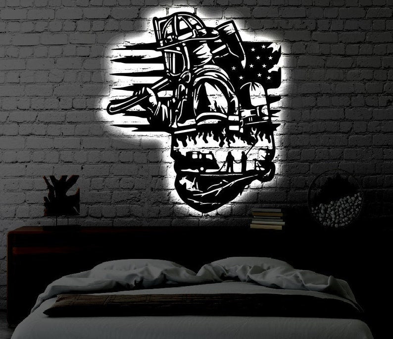 Firefighter Lover - Led Light Metal - Owls Matrix LTD