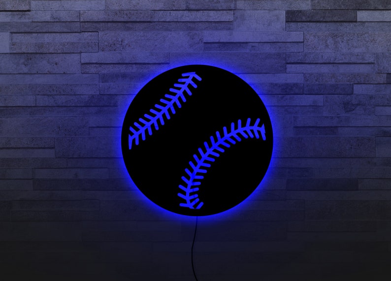 Baseball Ball Neon Sign Style - Led Light Metal - Owls Matrix LTD