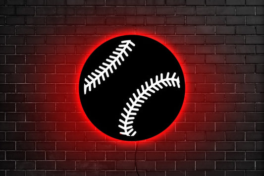 12*12 Inch (30*30cm) Baseball Ball Neon Sign Style - Led Light Metal - Owls Matrix LTD