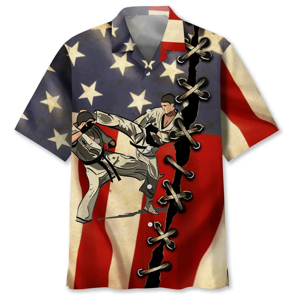 Hawaiian Shirt / Adults / S Karate America Flag Hawaiian Shirt