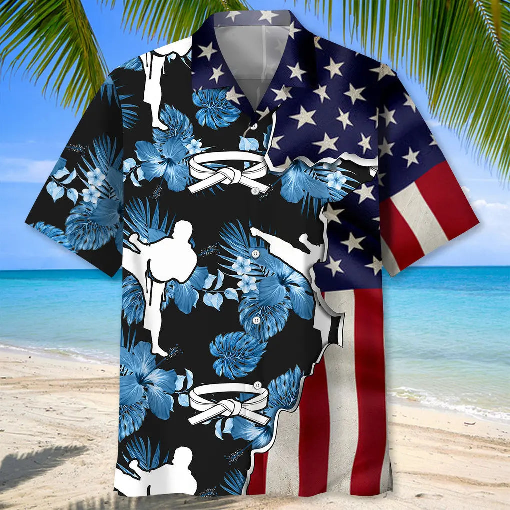 Karate Tropical Flag Hawaiian Shirt