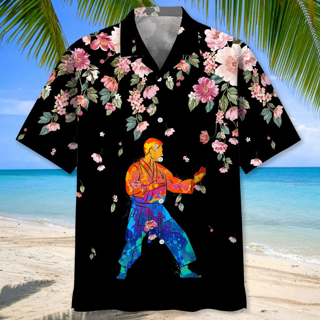 Karate Watercolors Flower Hawaiian Shirt