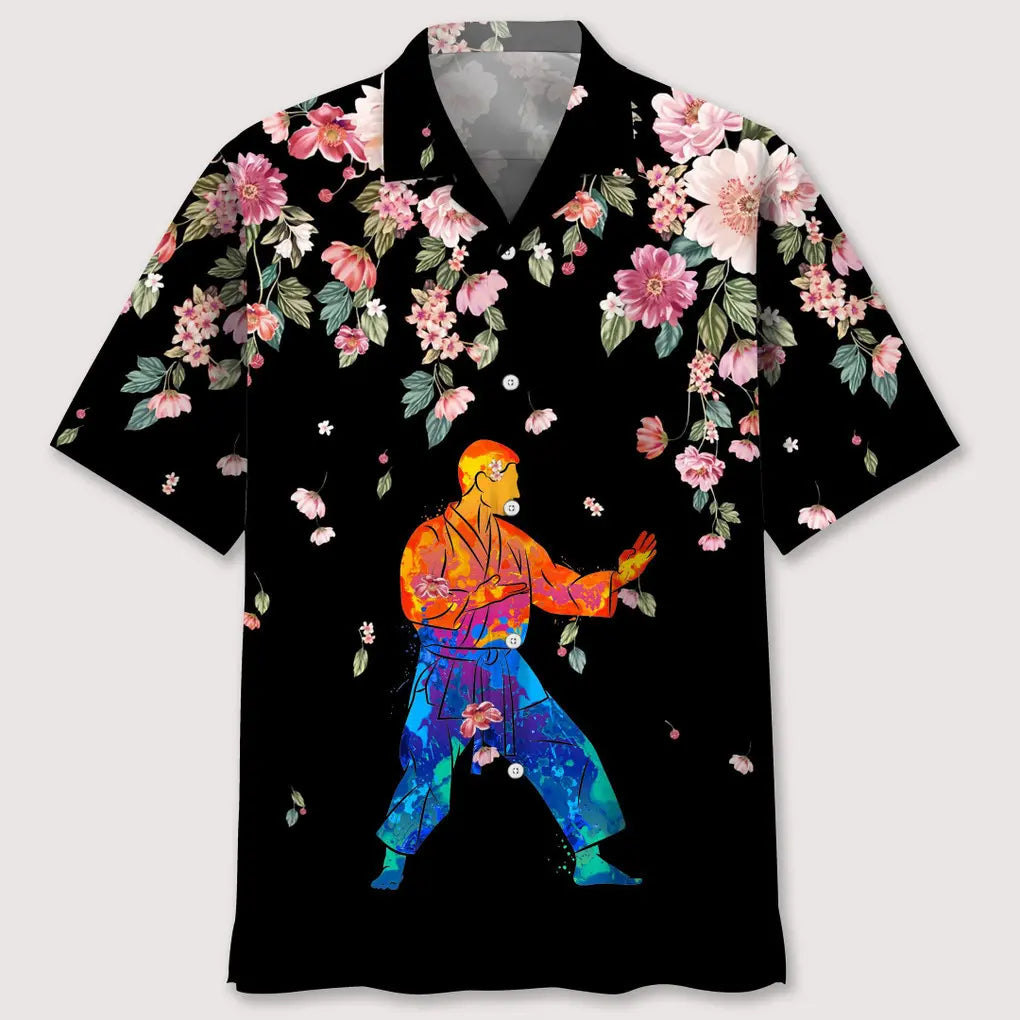 Hawaiian Shirt / Adults / S Karate Watercolors Flower Hawaiian Shirt