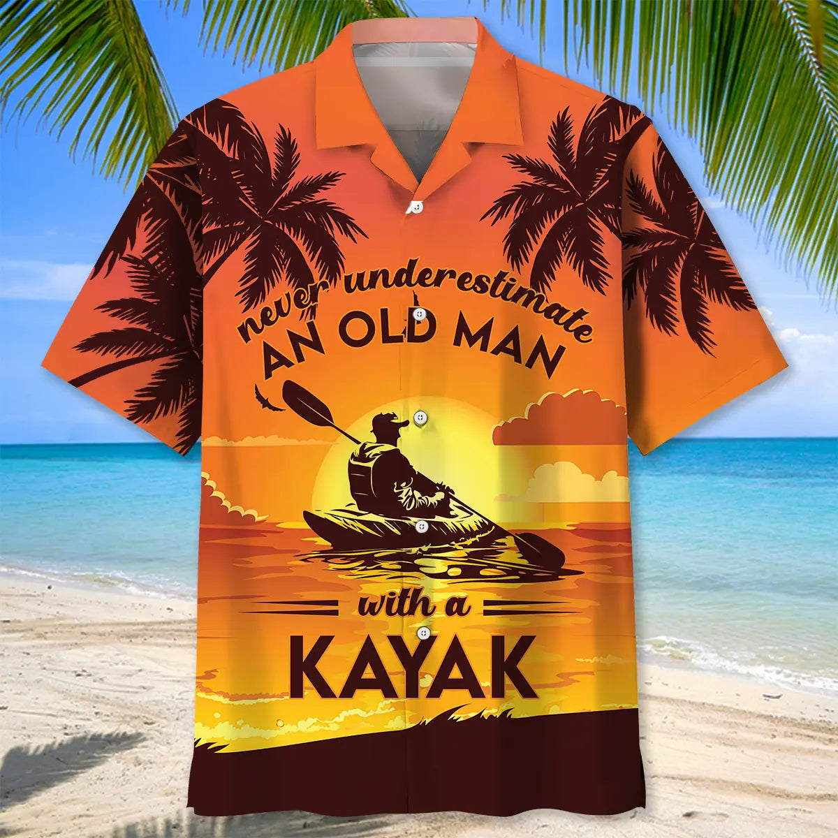 Kayaking Old Man Hawaiian Shirt