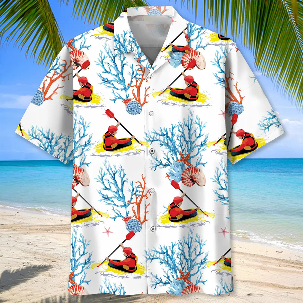 Kayaking White Hawaiian Shirt