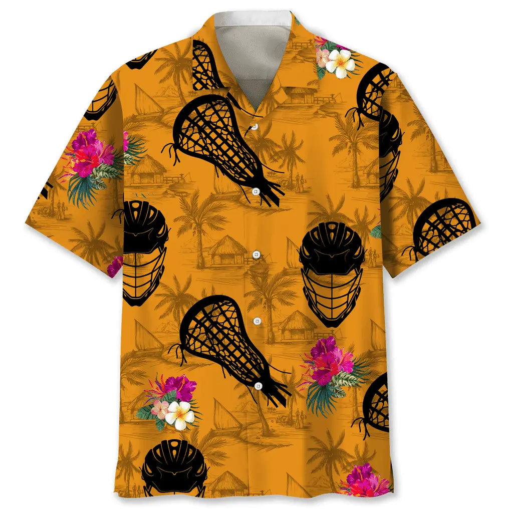 Hawaiian Shirt / Adults / S Lacrosse Orange Tropical Hawaiian Shirt