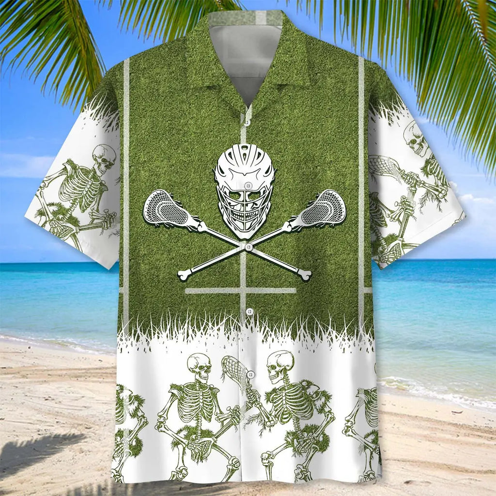Lacrosse Skull Hawaiian Shirt