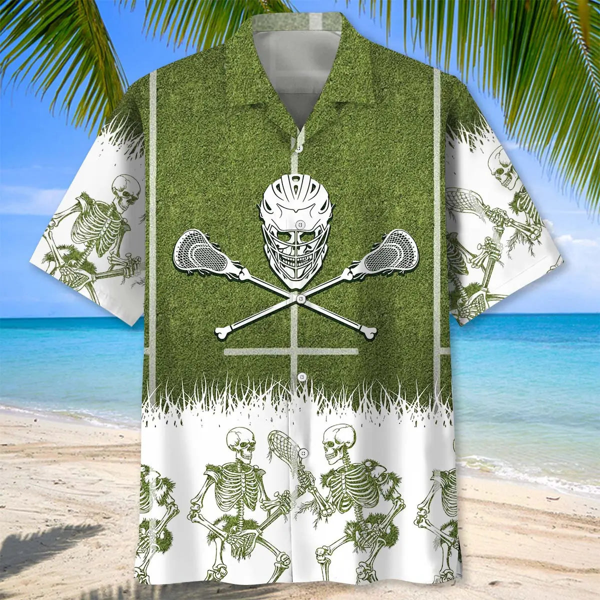 Lacrosse Skull Hawaiian Shirt
