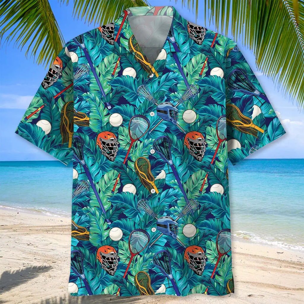Lacrosse Tropical Leaves Hawaiian Shirt