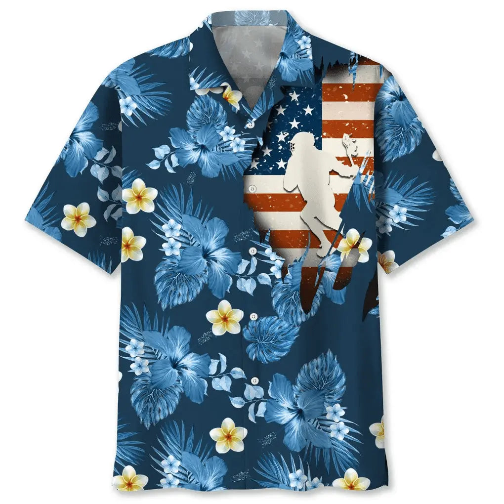 Hawaiian Shirt / Adults / S Lacrosse Usa Blue Tropical Hawaiian Shirt