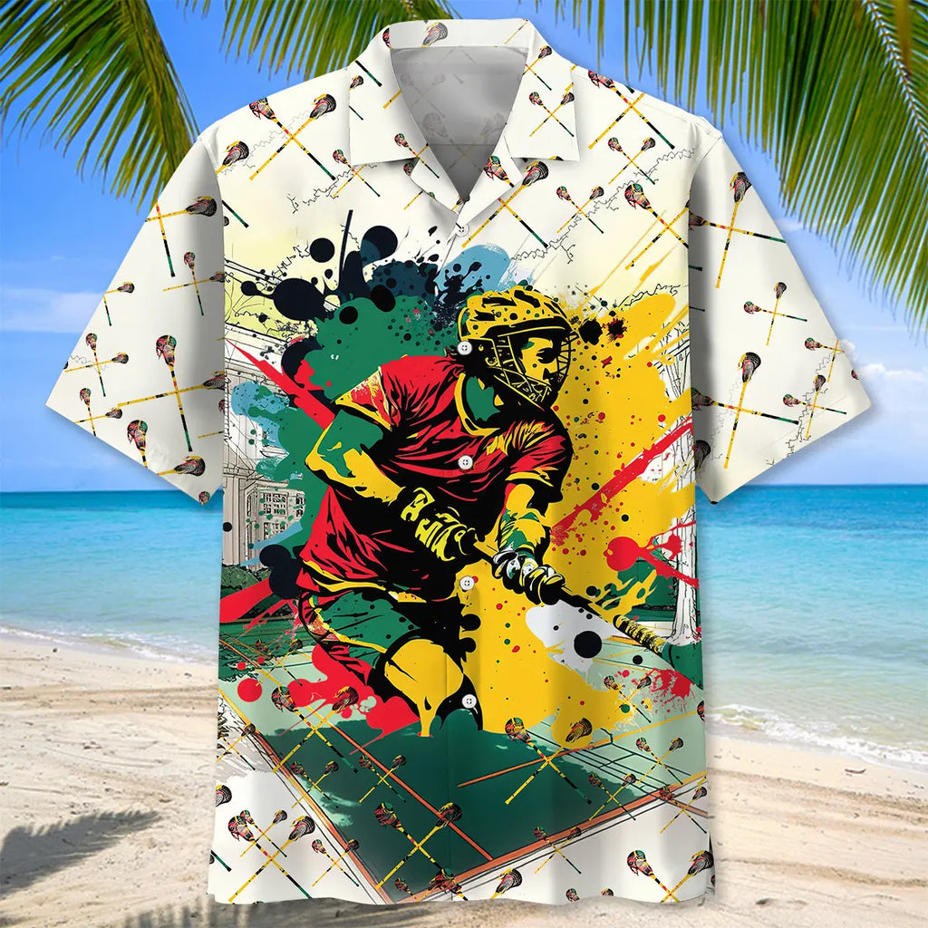 Lacrosse Watercolor Hawaiian Shirt