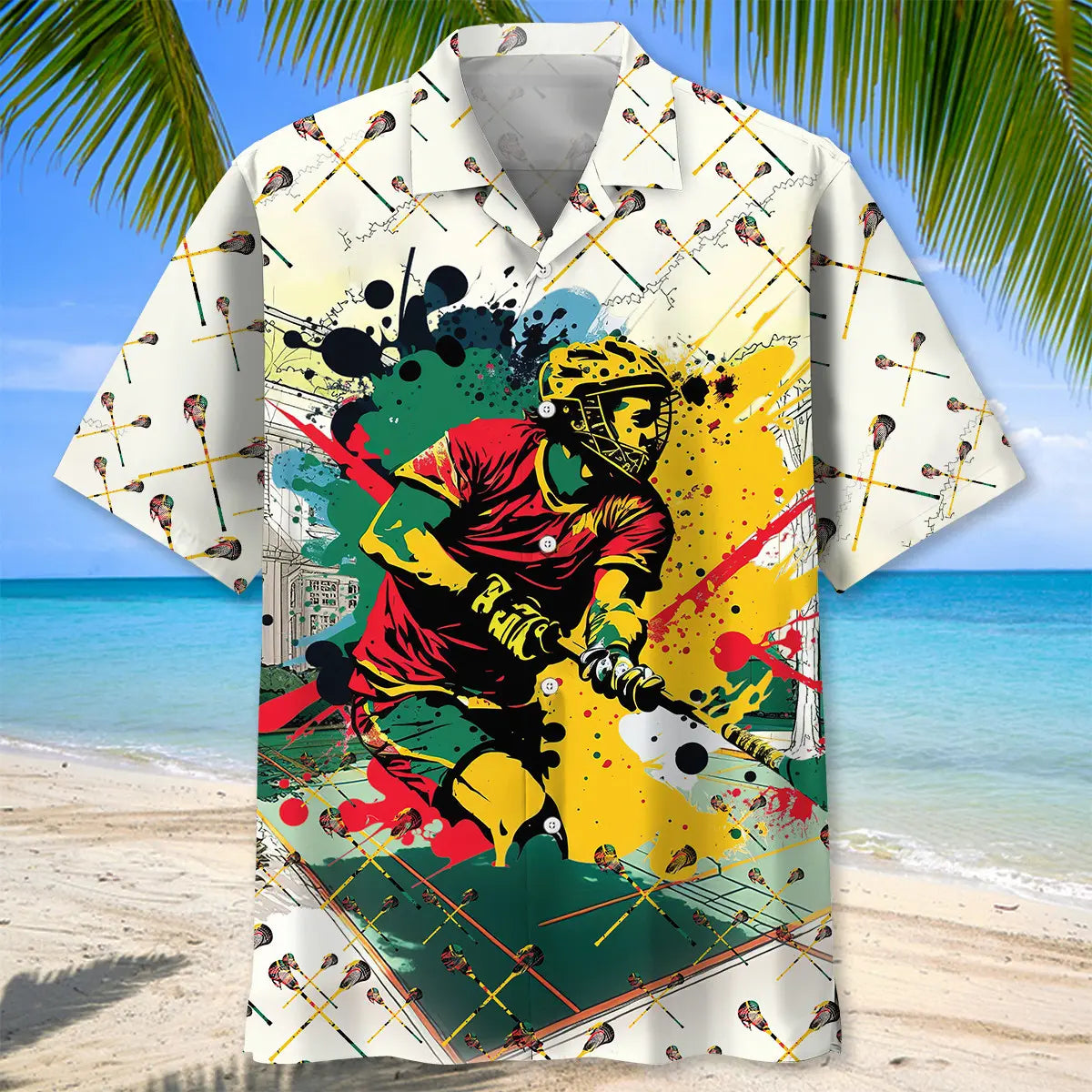 Lacrosse Watercolor Hawaiian Shirt
