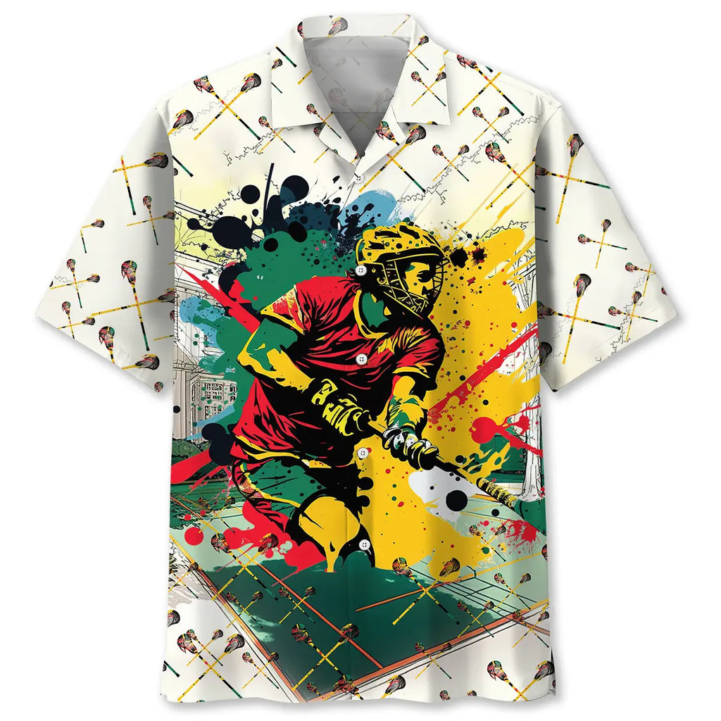 Hawaiian Shirt / Adults / S Lacrosse Watercolor Hawaiian Shirt