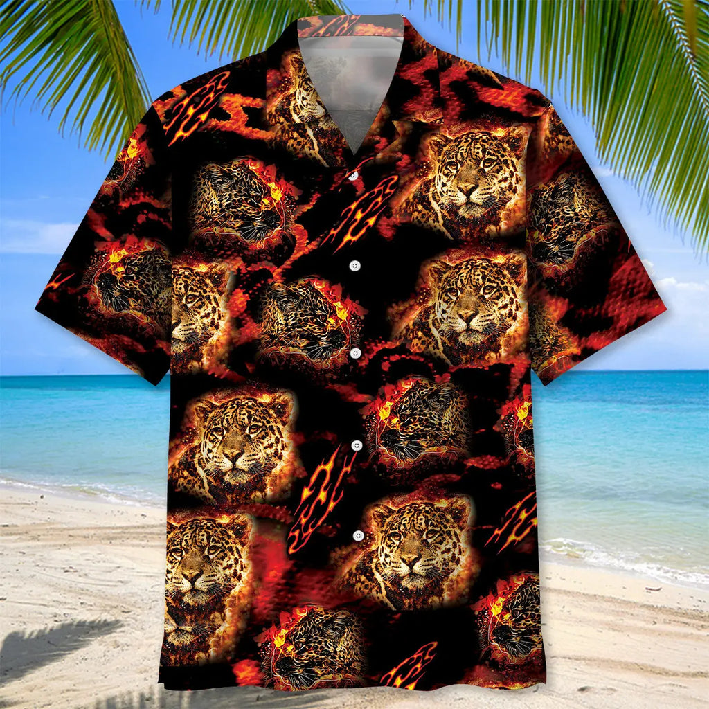Leopard Fire Hawaiian Shirt