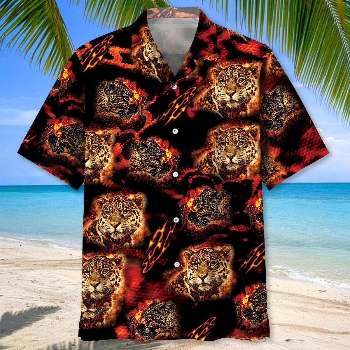 Leopard Fire Hawaiian Shirt