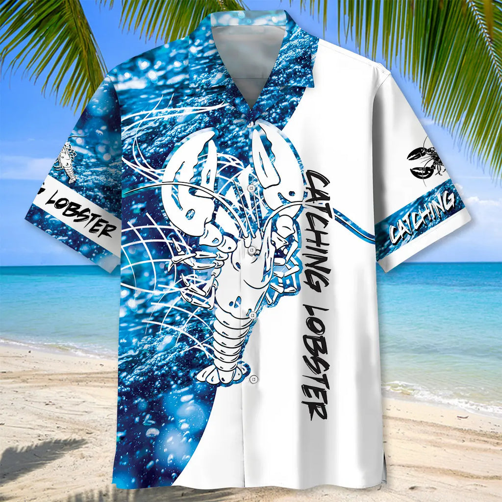 Lobster Blue Hawaiian Shirt