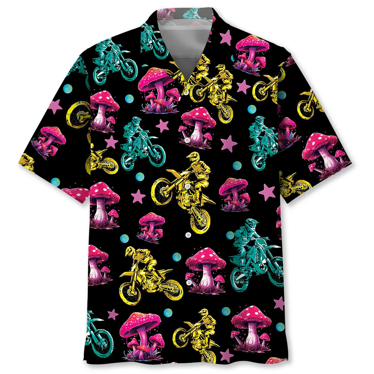 Hawaiian Shirt / Adults / S Magic Mushroom Dirt Bike Racing Hawaiian Shirt