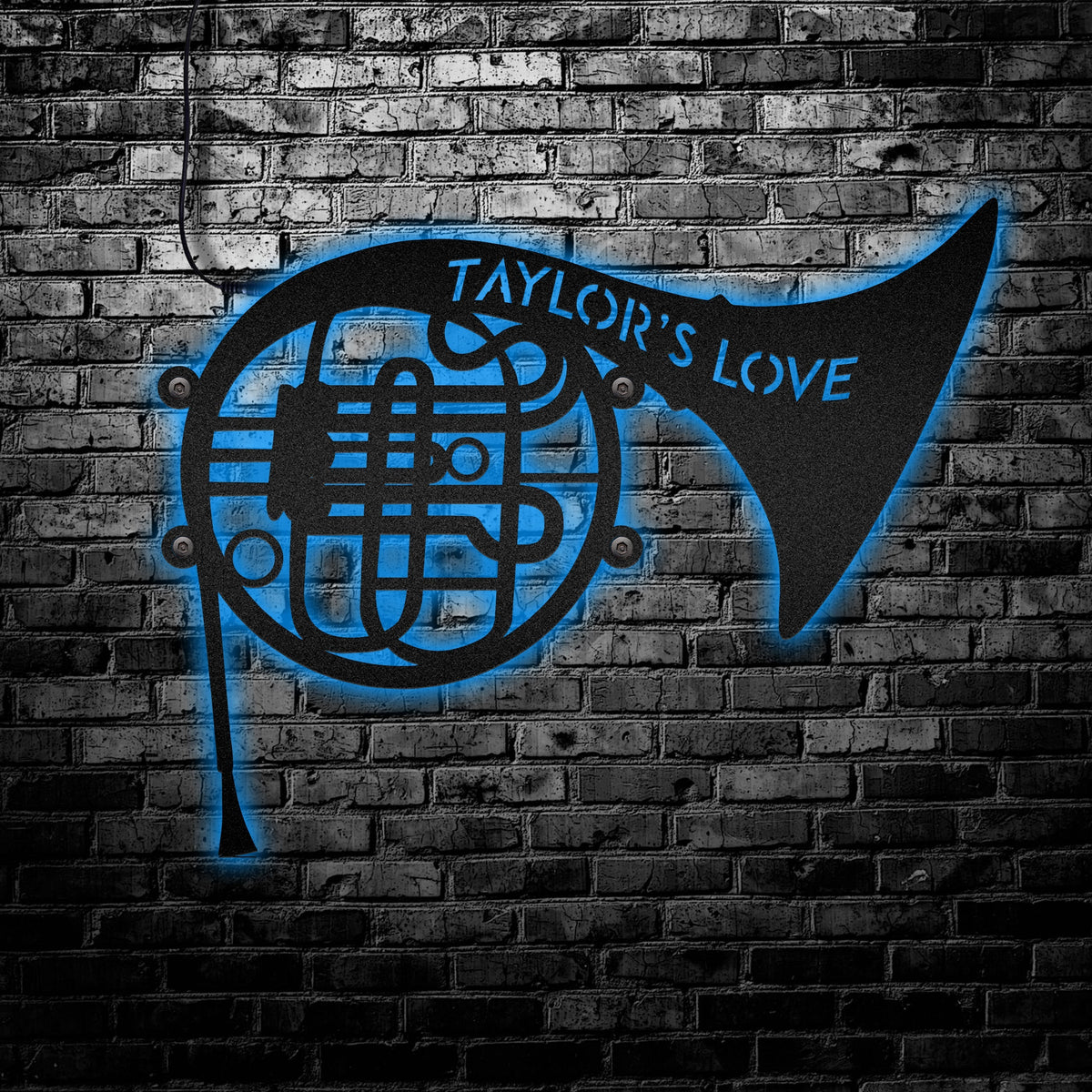 12"x12" French Horn Musical Instrument Personalized - Led Light Metal - Owls Matrix LTD