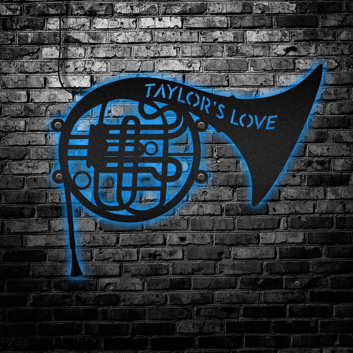 12"x12" French Horn Musical Instrument Personalized - Led Light Metal - Owls Matrix LTD